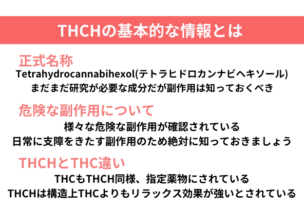THCHはテトラヒドロカンナビヘキソールといい、危険な副作用が確認されているため、日本国内において違法とされている成分
